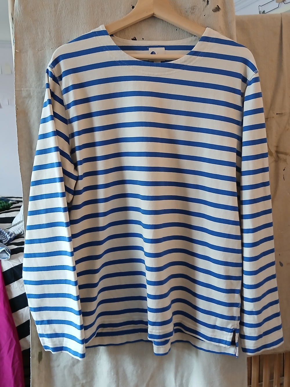 Boden Vivid Blue and White Striped Long-Sleeve Tee